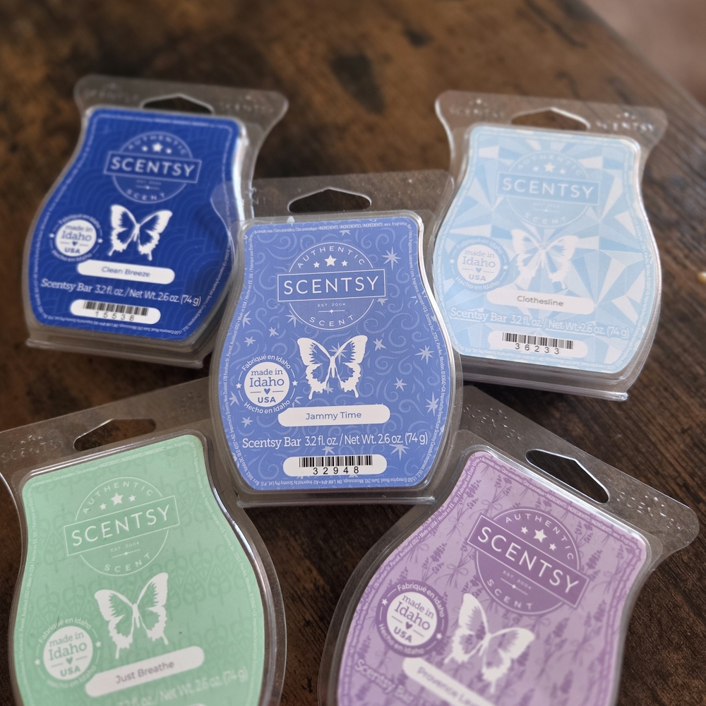 Scentsy Assorted Wax Bar Pack - Blue, Light Blue, Lavender, Mint, Navy